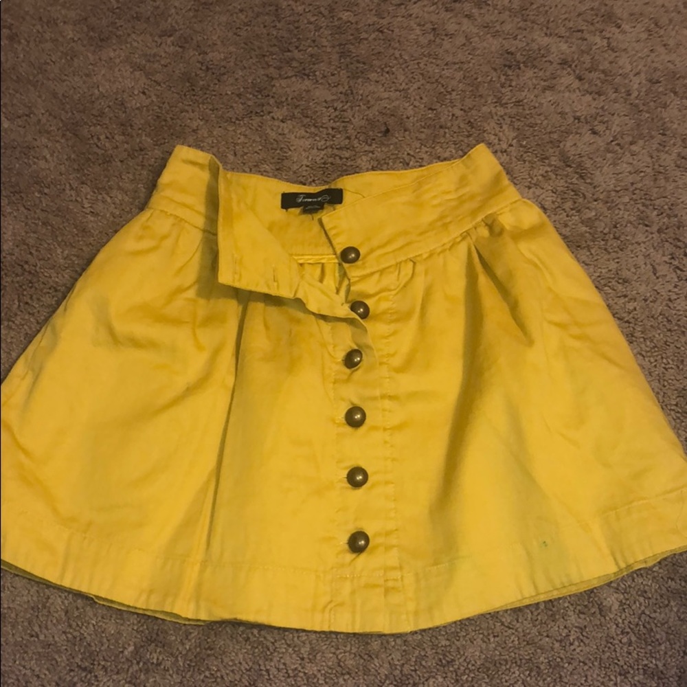 Mustard button up skirt